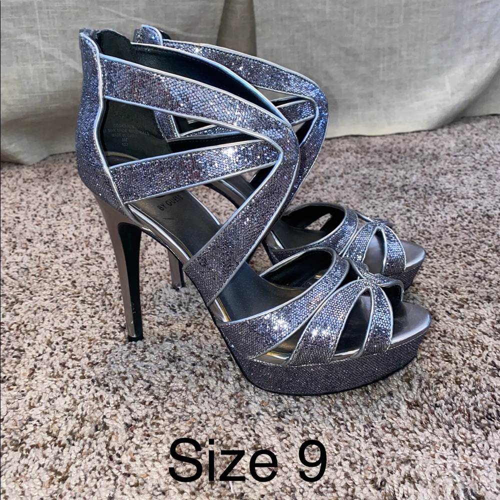 Silver sparkly heels